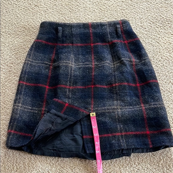 Plaid Wool Skirt - Navy and Red - Picture 7 of 7